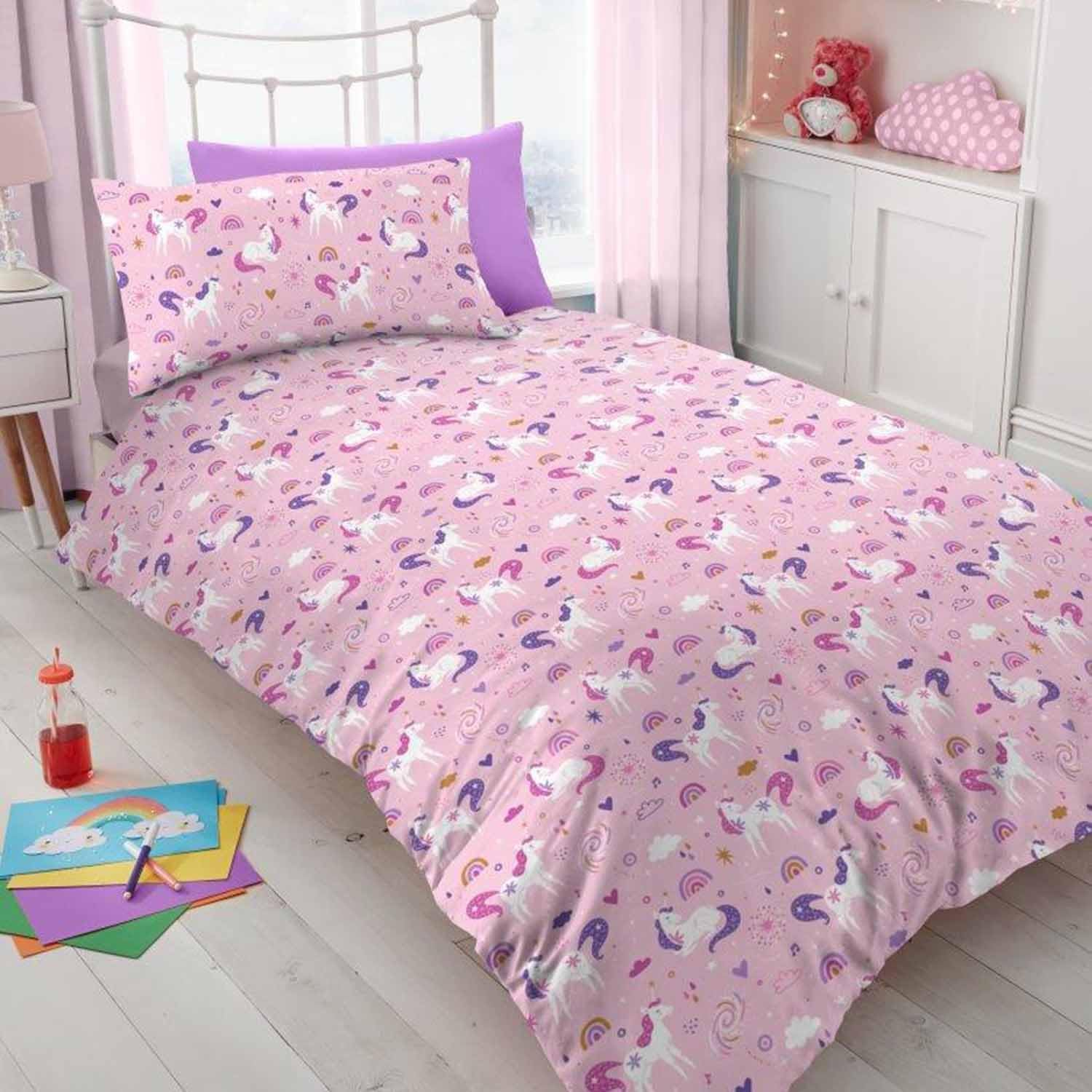 GC GAVENO CAVAILIA Microfiber Kids Duvet Covers Single (135X200 Cm) | Extra Soft Kids Girls Bedding | Comfortable 2 Piece Quilt Cover with Pillowcase | Washable Linen image number 4