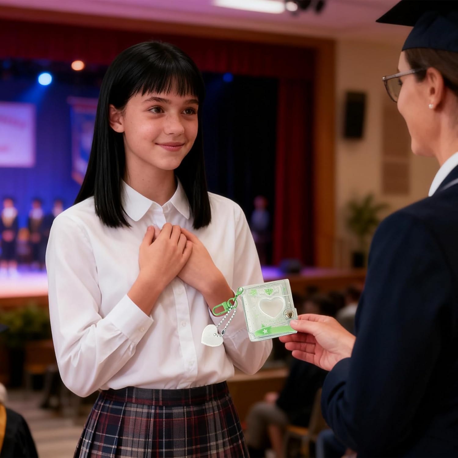 Photo Keychain | Handmade Small Heart Keyring,2 Inch Photo Album with Keychain | for Wedding Birthday School Travel Office Luggage Backpack Wallet Handbag Kids Adults - Black image number 4