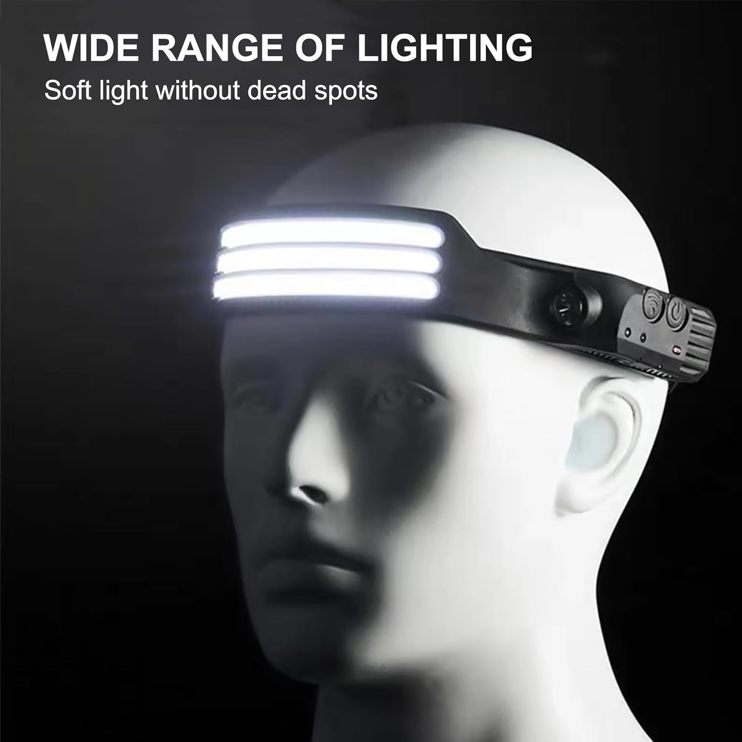 LED Headlamp Rechargeable,Headlamp 1200L White Light 5 Modes,230&deg; Wide Angle Lighting,1200Mah Battery,Soft Silicone,Adjustable Headband,Suitable for Running,Fishing,Cycling,Climbing,Car Repair Etc. image number 5