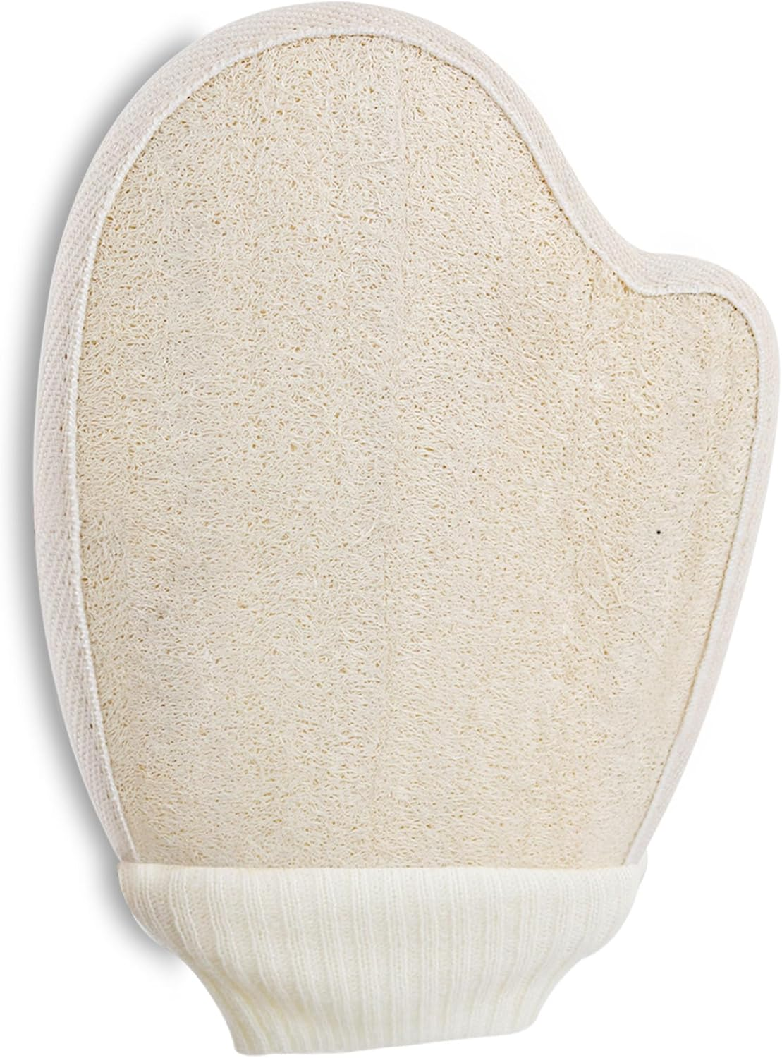 Natural Loofah Exfoliating Body Scrubber, Bath Loofa Scrub Exfoliator Mitten Glove Shower Luffa Sponge Pad for Men Women Elderly (1 Pcs, Double-Sided) image number 4