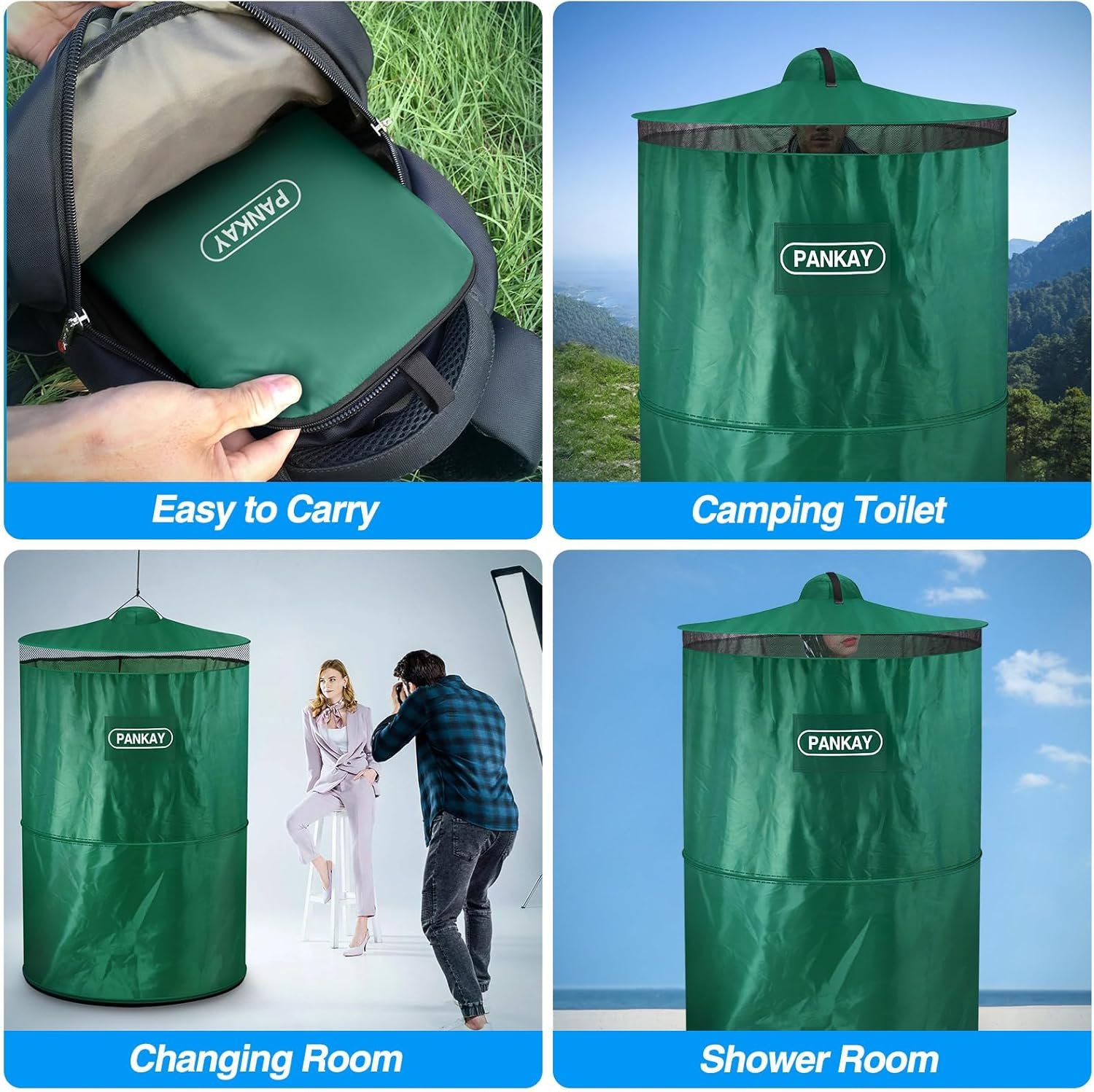PANKAY Pop up Privacy Tent, Portable Outdoor Camping Bathroom Toilet Tent, Collapsible Shelter for Camping & Emergency &ndash; Lightweight & Sturdy, Easy Set Up, Foldable - with Carry Bag image number 5