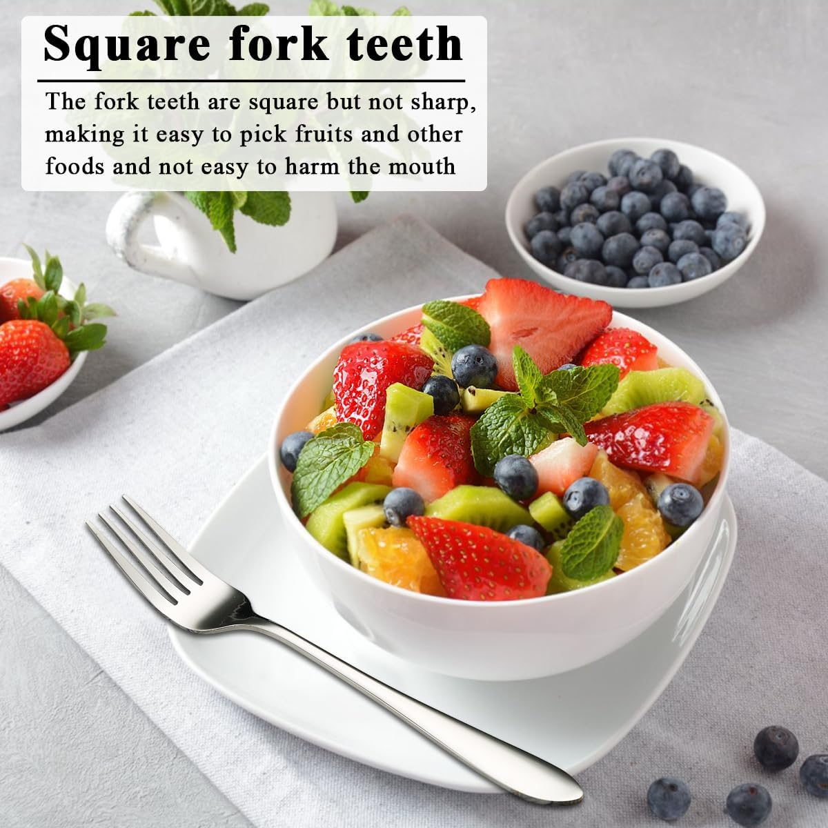 Berglander Table Fork Set with 12 Pieces 20.5 Cm, Stainless Steel Fork Set, Forks for Dinner for Home, Restaurant, Daily Food, Easy to Clean and Dishwasher Safe - 1. Silver image number 3