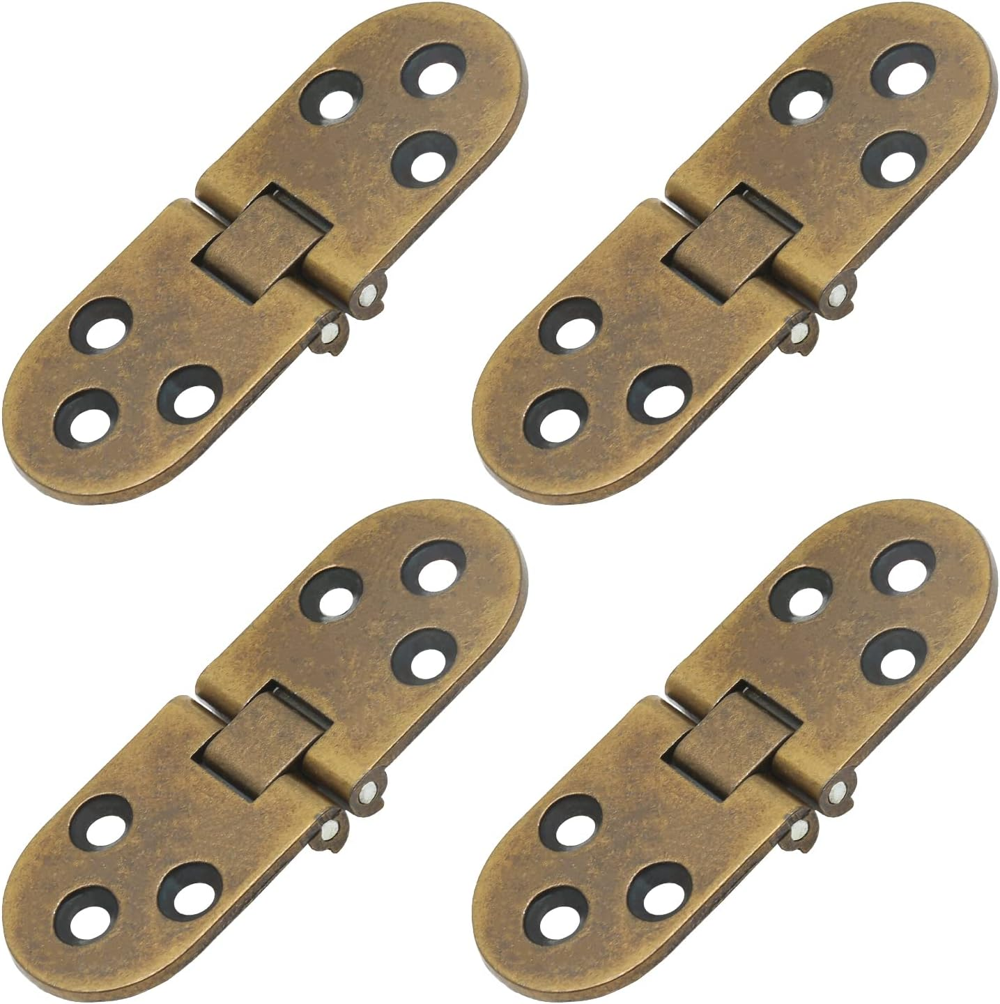 Piutouyar 4PCS Bronze Butler Tray Hinge, Heavy Duty Folding Flip Top Hinge 180 Degree round Edge Hinge for Folding Tables Sewing Machine Table Furniture Accessories 3.1Inch X 1.16Inch