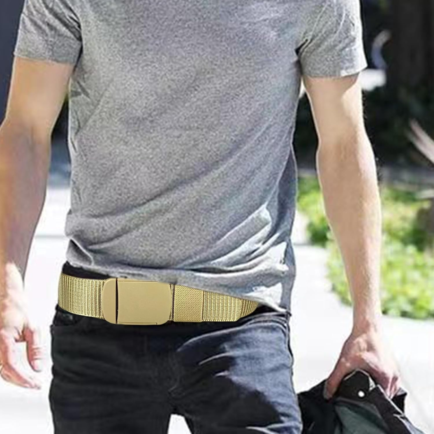 Travel Security Money Belt, Money Belt with Hidden Money Pocket, Undercover Hidden Wallet, Adjustable Canvas Belt for Travel, Money Waist Belt Bag, Anti-Theft Passport Wallets for Men & Women image number 2