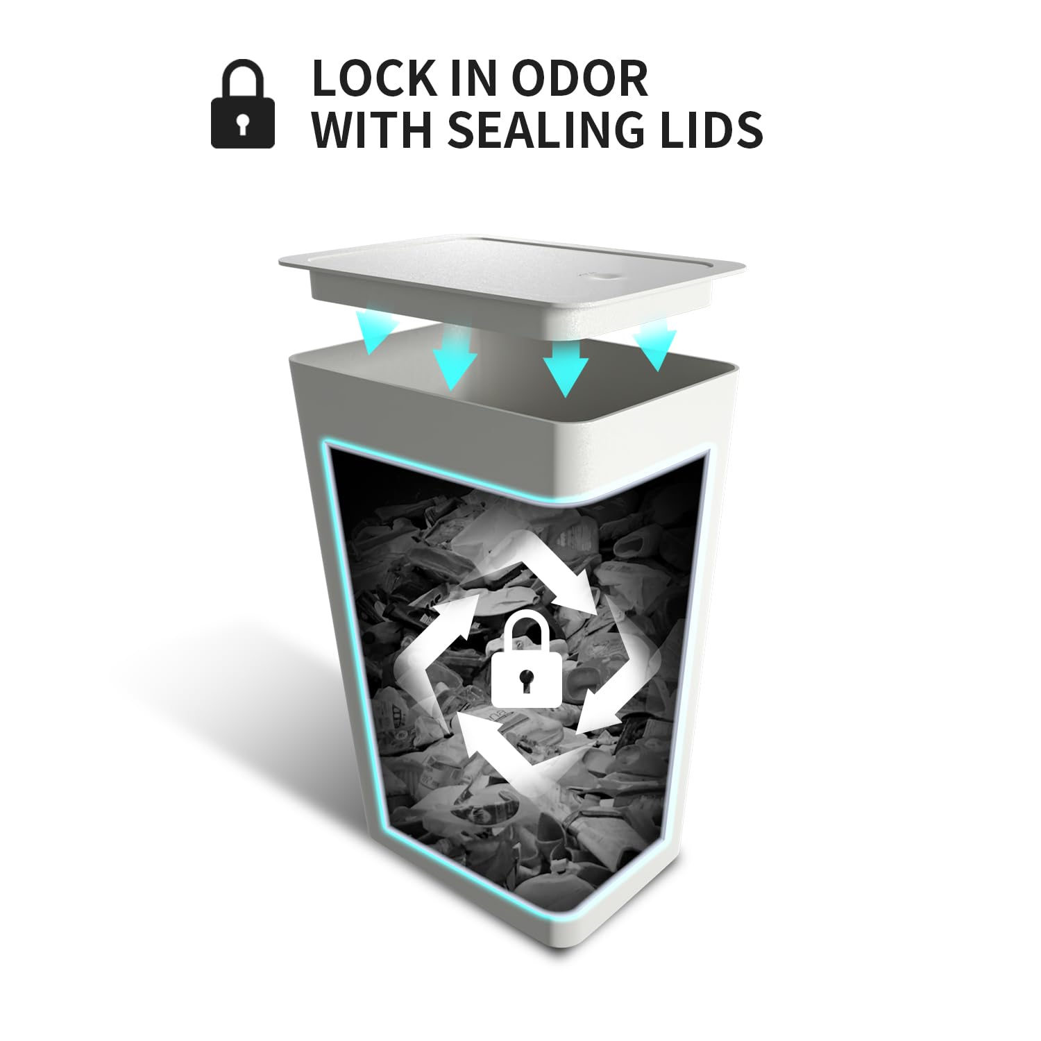 2 Pack Bathroom Trash Cans with Lid, 10 Liter/ 2.6 Gallon Slim Garbage Can, Small Trash Bin Waste Basket with Pop-Up Lid for Kitchen, Bedroom, Living Room, Office (2 Pack, White) image number 4