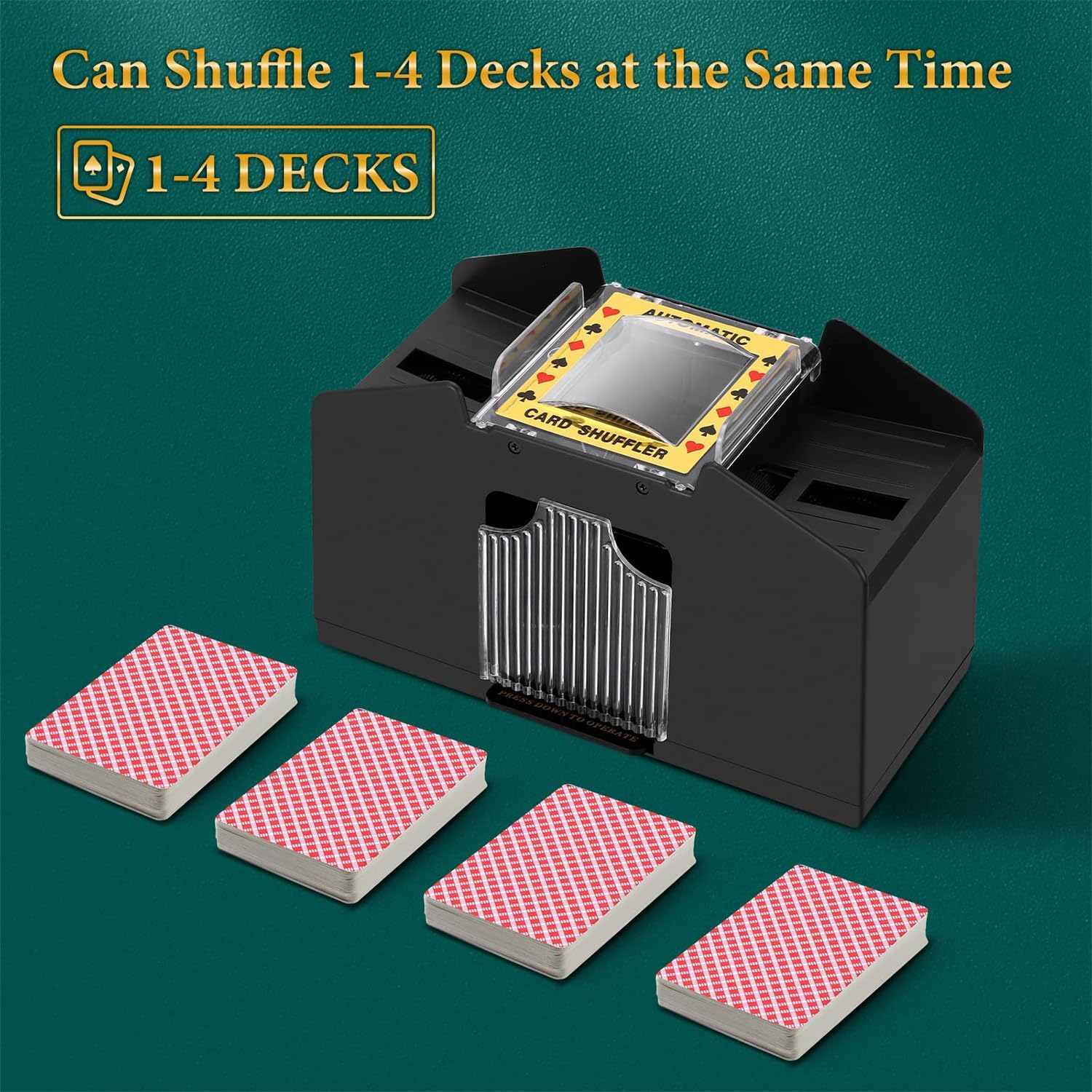 4 Decks Automatic Card Shuffler, Electronic Playing Card Shuffling Machine, Usb/Battery Operated Electric Shuffler with 4 Pack Playing Card Games Holder for Home & Party image number 1