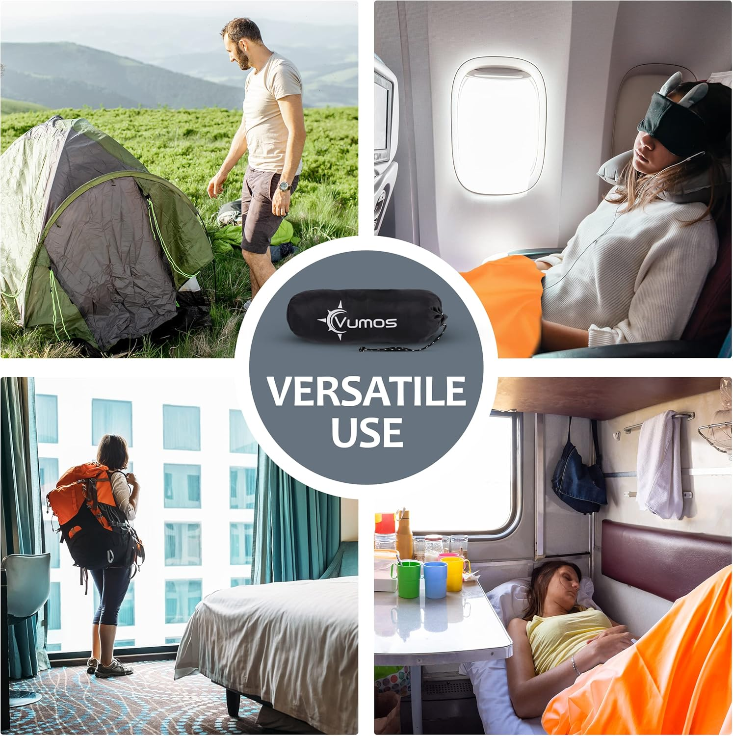 Vumos Sleeping Bag Liner and Camping Sheet - Silk like Material for Travel - Has Full Length Zipper - Black image number 4