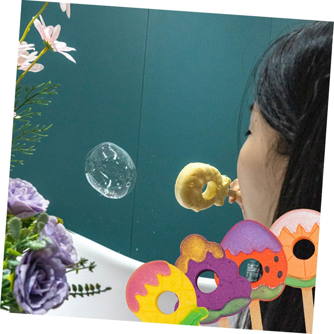 KOMBIUDA Natural Bathing 4Pcs Travel Bath Salt Fruit Bubble Bath Ball Safe Refreshing image number 1