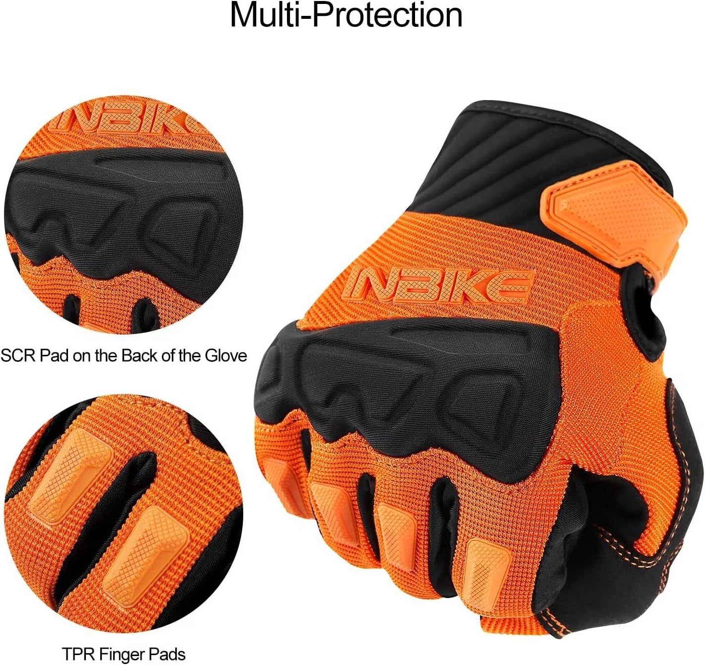 INBIKE Mountain Bike Gloves for Men Knuckle Guard Padded Men'S Cycling Gloves Breathable for MTB Motocross Racing Dirtbike Biking image number 2