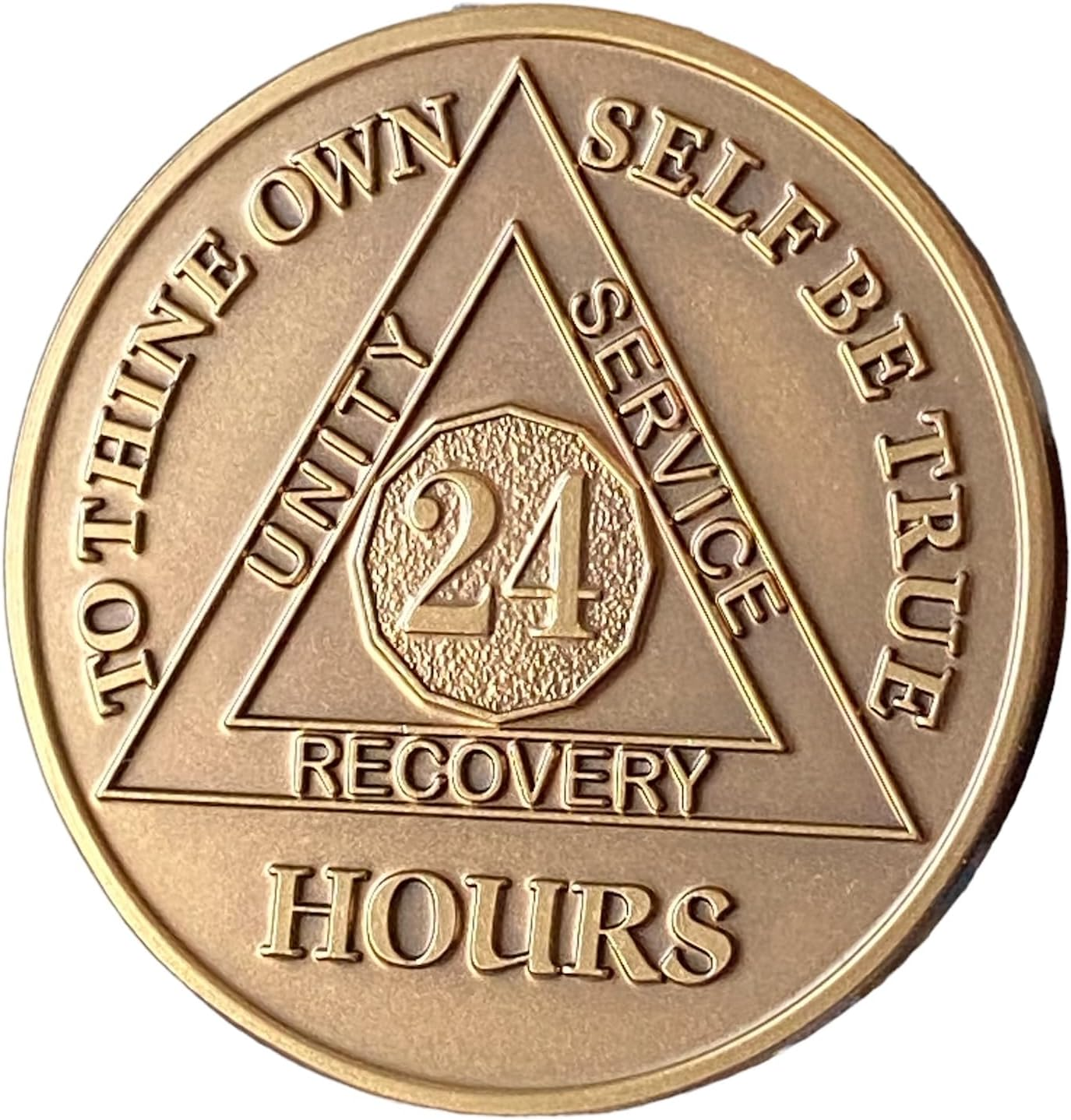 24 Hours AA Medallion 1 Day Premium Serenity Prayer Bronze Sobriety Chip image number 2