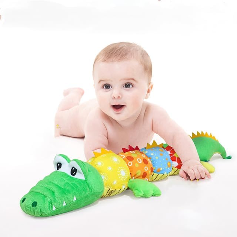 Baby Sensory Toy Stuffed Animal - Soft Crinkle Rattle Plush Caterpillar for Newborns 0-12 Months, Tummy Time & Auditory Development Infant Toy, Safe Bpa-Free Gift for Boys & Girls (Crocodile)