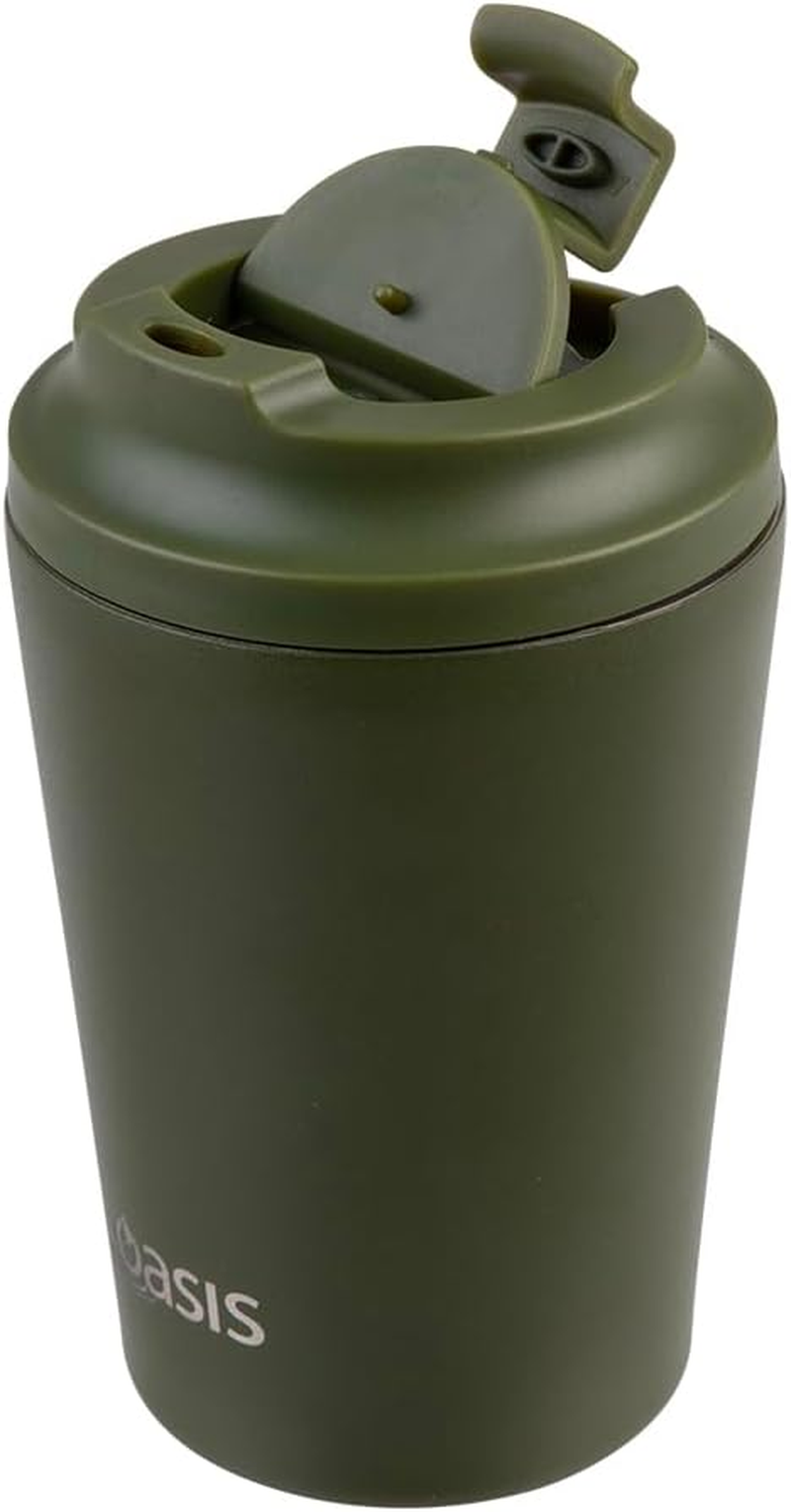 Oasis Ceramic Lined Stainless Steel Double Wall Insulated Coffee Cup 360Ml - Forest Green