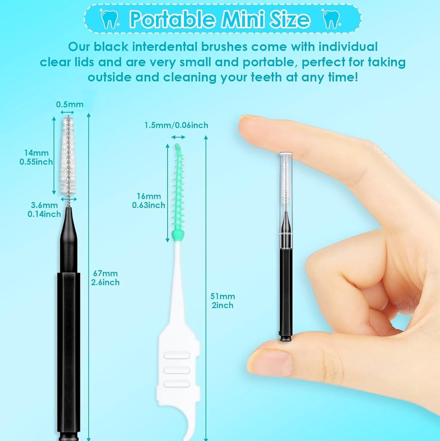 300PCS Interdental Brushes for Braces, Soft and Bendable Dental Brush for Orthodontic Braces, Braces Cleaner Brush Tooth Pick Teeth Flossers Brushes for Teeth (Black and Blue) image number 5