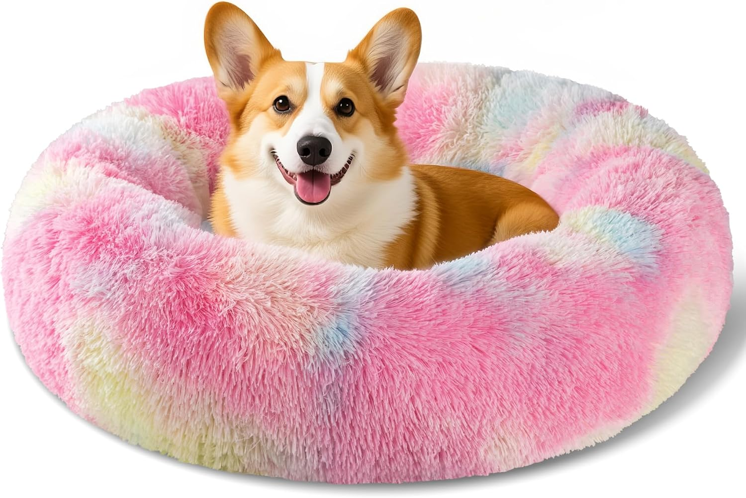 Kimpets Snuggle Dog Bed, Comfy Calming Dog Bed, Machine Washable Dog Bed for Medium Dogs, Cute&Fuzzy&Anti Anxiety Dog Bed, 27.5'' Soft Bean Dog Bed, up to 25Lbs Cozy&Comfy Dog Beds for Medium Dogs