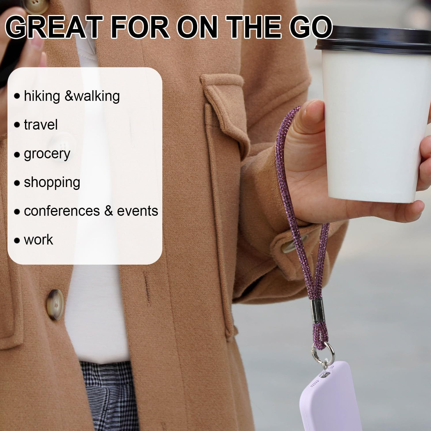 BOXOB 4Pcs Rhinestone Phone Wrist Strap, Bling Cellphone Lanyard Anti-Lost Moblie Phone Wristlet Holder with Tab Metal Keyring & Short Tether for Women Keys Purse (4 Colors)