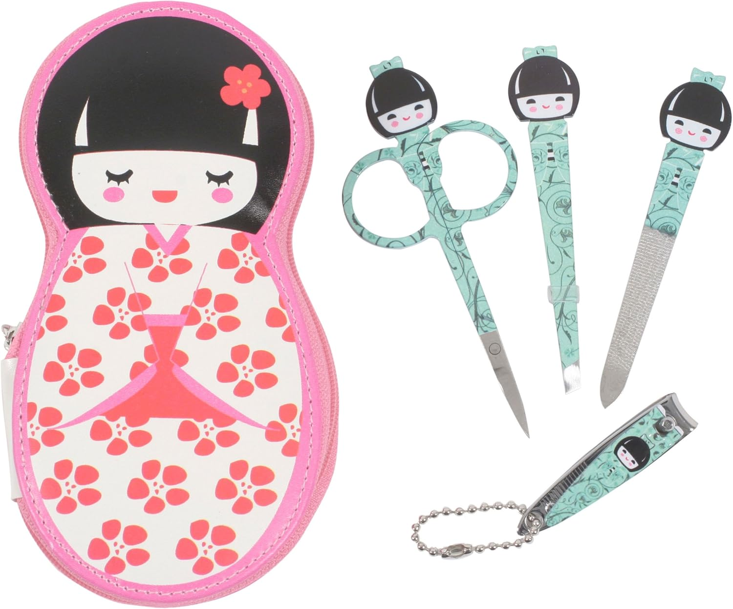 コラゾン 3052054 Beauty Care Set, White & Green, 4-Piece Japanese Pattern Care Set, 38689>