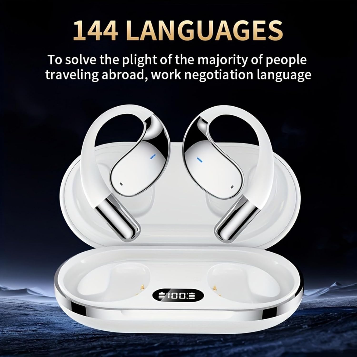Translating Earbuds - 144 Languages Real-Time AI Translator Earbuds - Business Meeting Translating Tool | for Travel Business Meeting Outdoor Workout Trade Show International Conference image number 2