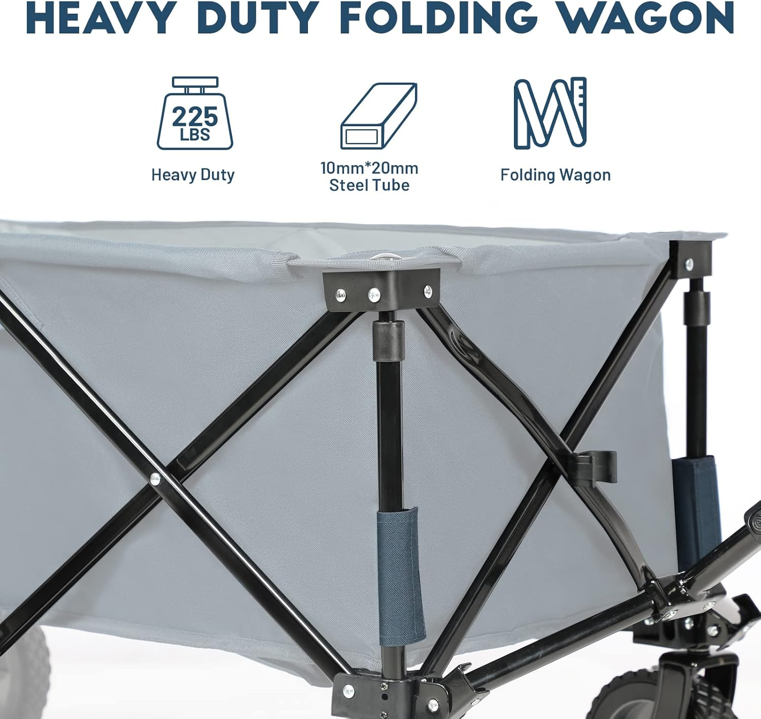 Timber Ridge Collapsible Outdoor Folding Wagon Cart Heavy Duty Camping Patio Shopping Garden Cart with Side Bag Cup Holder, Blue - Blue image number 4