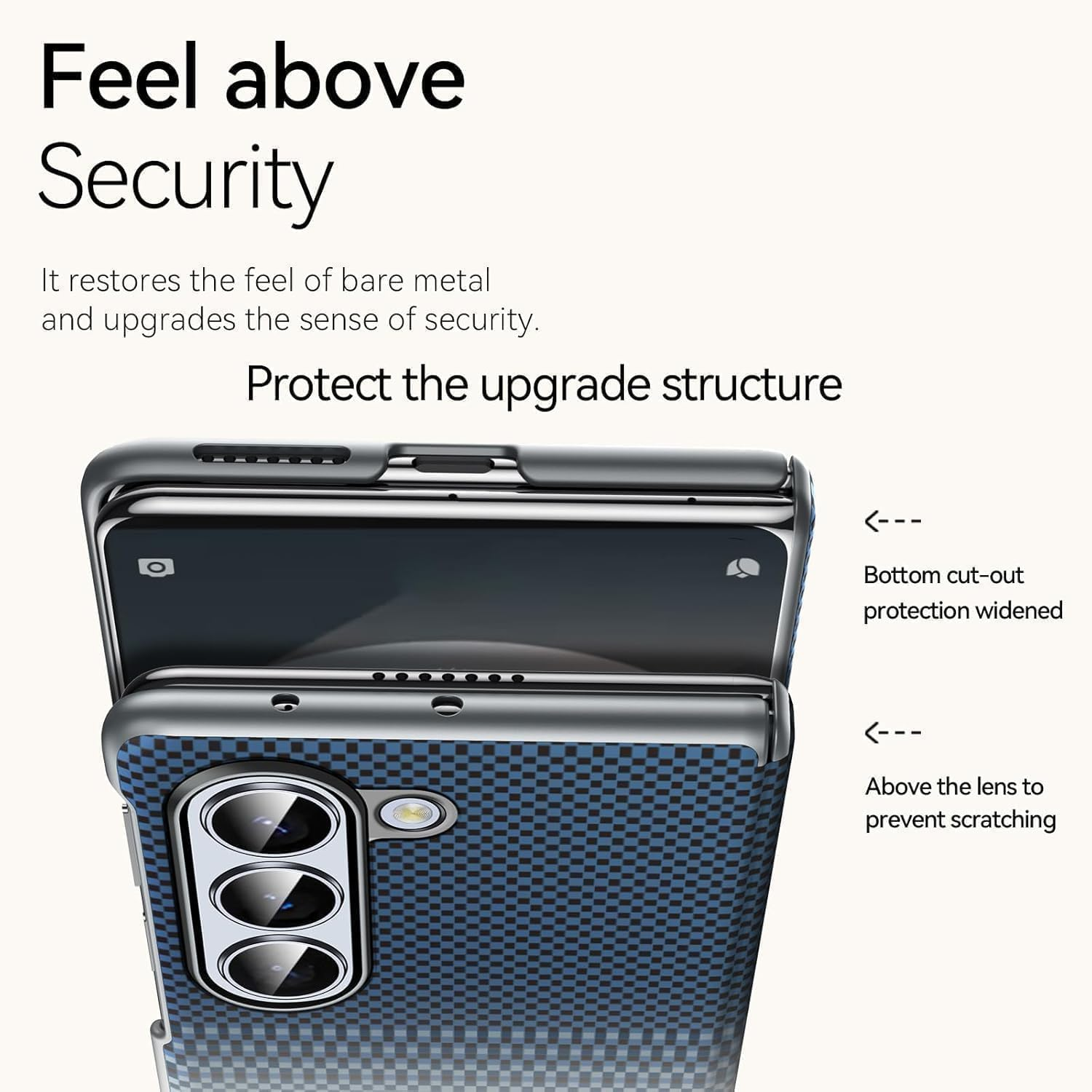 Case for Galaxy Z Fold 7: Slim Light Magnetic Case Less Touch Feeling for Businessmen - Carbon Fiber Texture Hard PC Cover with Camera Protection Phone Cover without Front Cover (Blue) - Brown image number 7