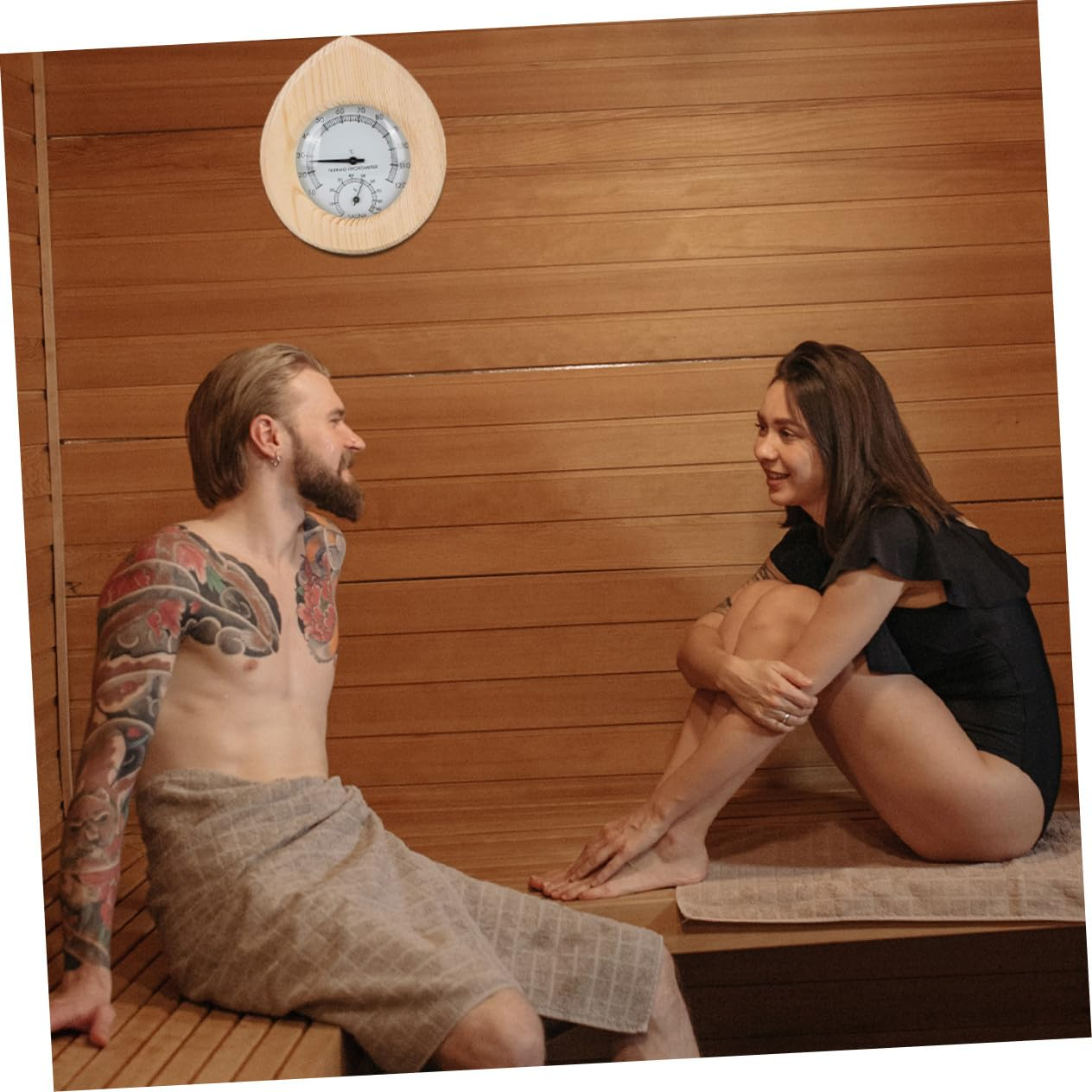 Mipcase Sauna Thermometer with Hygrometer High Temperature Resistant Indoor Temperature and Humidity Measuring Tool Wall-Mountable Copper Abs Design for Home and Nursery Use