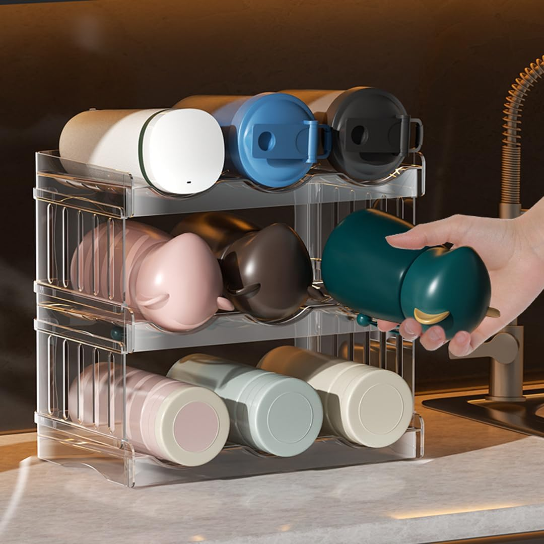 Stackable Water Bottle Holder with Tumbler Lid for Stanley 40 Oz Tumbler with Handle, Pantry Kitchen Organisers and Storage for Stanley Cup Accessories, Multi Purpose Rack image number 1