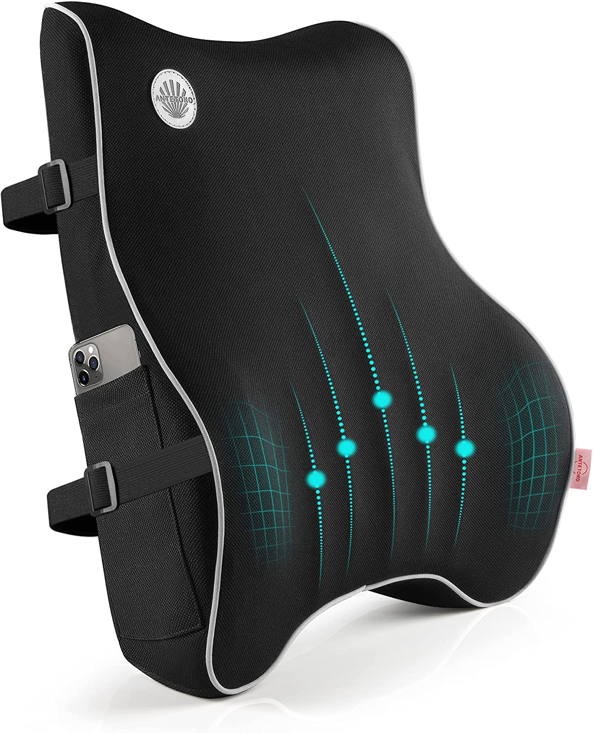 Lumbar Support Pillow,Memory Foam Back Support for Office Chair,Computer Chair,Car Seat,Recliner and Couch with Breathable 3D Mesh Cover,Ergonomic Design Orthopedic Backrest (Blue)