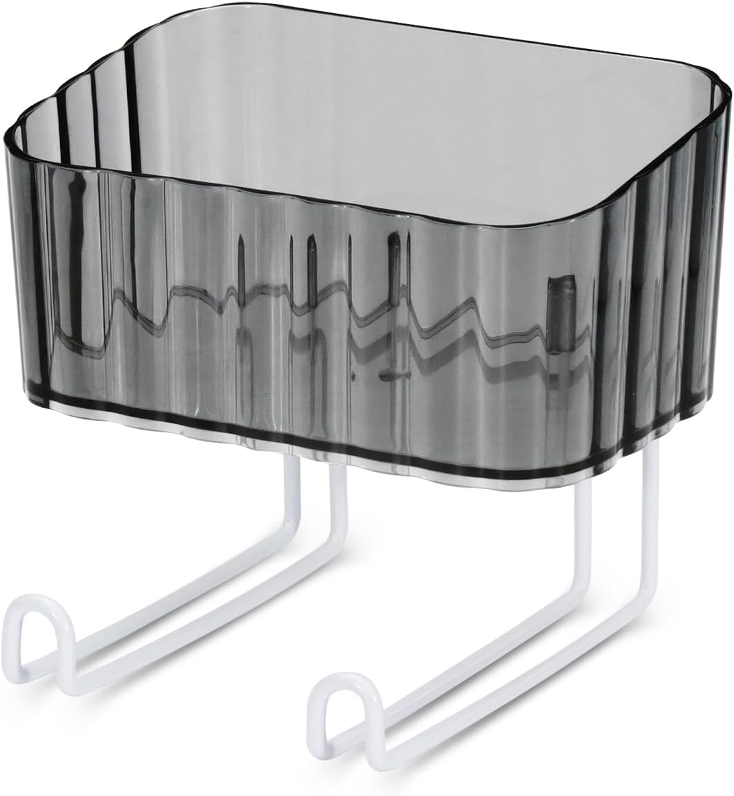 LELE LIFE Wall Mount Headband Holder Hair Accessories Organizer, Self Adhesive Scrunchie Holder with Clear Acrylic Caddy for Bows, Ties, Clips, Pins, Claw Clip, Clear,Clear