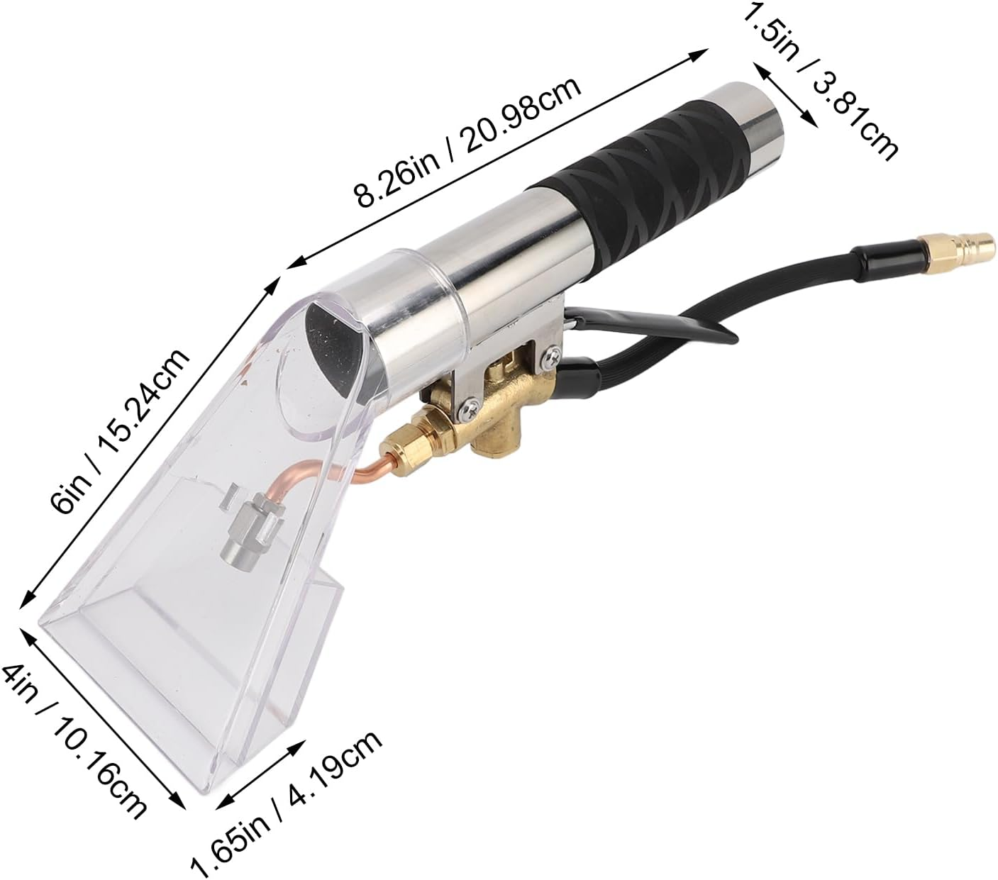 Extractor Hand Wand with Clear Head, Stainless Steel Carpet Extractor Wand for Steam Car Cleaner, 1.5 Inch Extractor Vacuum Hose Kit, Extractor Hand Tool for Furniture Auto Car Detailing image number 1