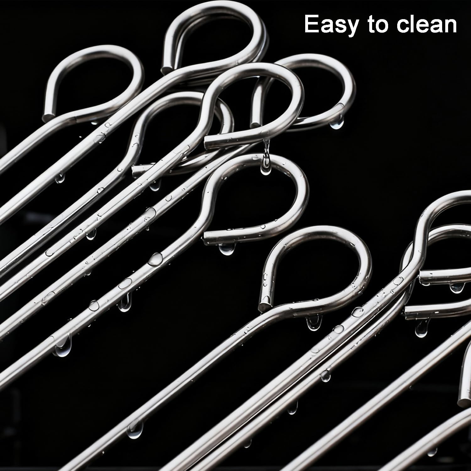 30 Pack Barbecue Skewers,10 Inch Stainless Steel BBQ Skewers Reusable Kabob Sticks for Grilling,Meat,Chicken,Vegetable image number 2