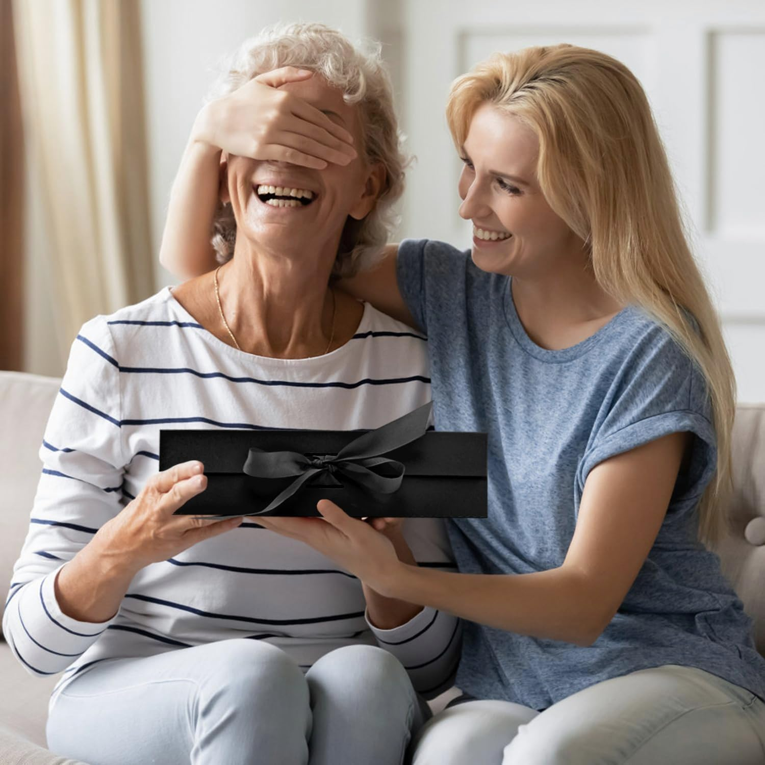 DAIYEE 5-Pack Large Magnetic Lid Gift Boxes with Ribbon Closure - 26X19X8Cm Luxury Black Decorative Packaging for Multi-Occasions image number 6