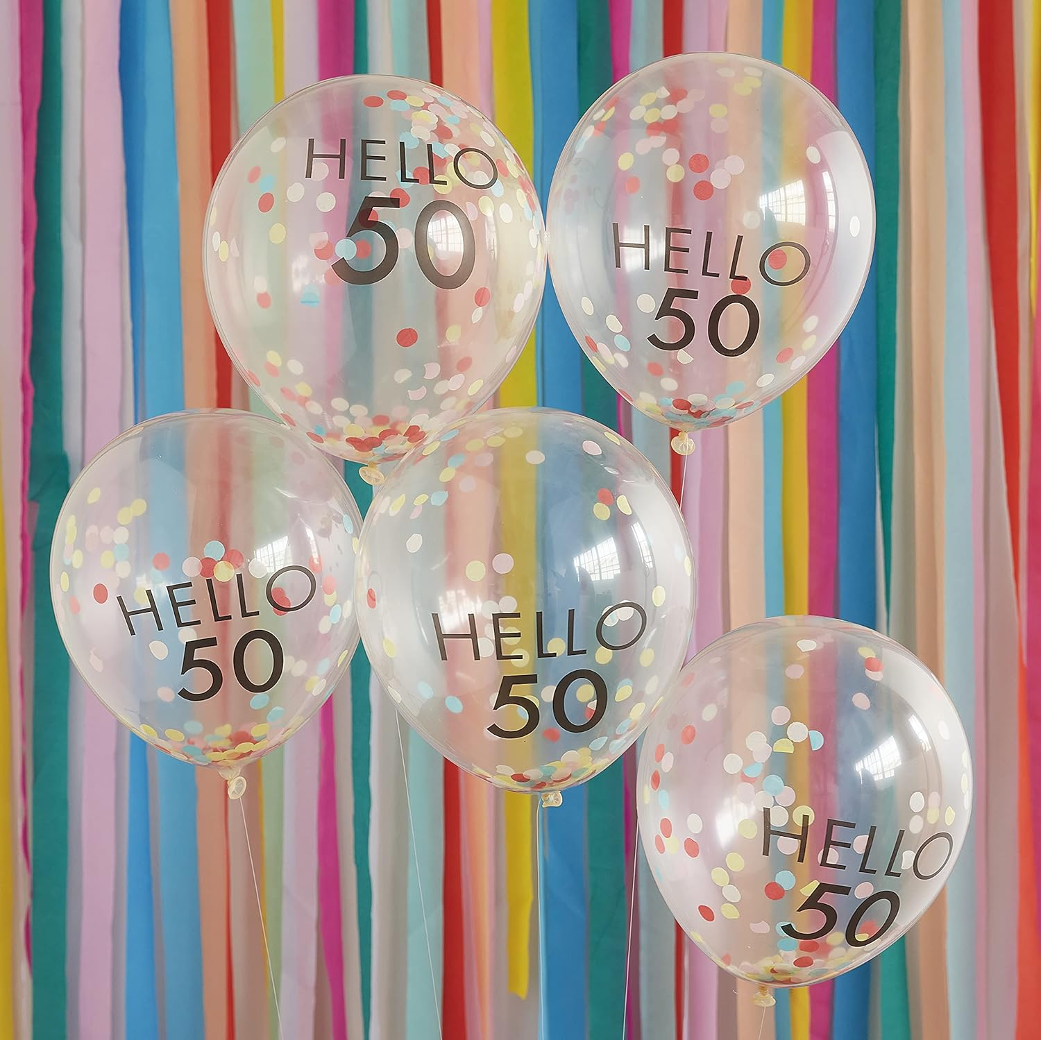 Ginger Ray Mix It up Brights Hello 40 Milestone Birthday Latex Balloons, 30 Cm Size (Pack of 5) image number 5