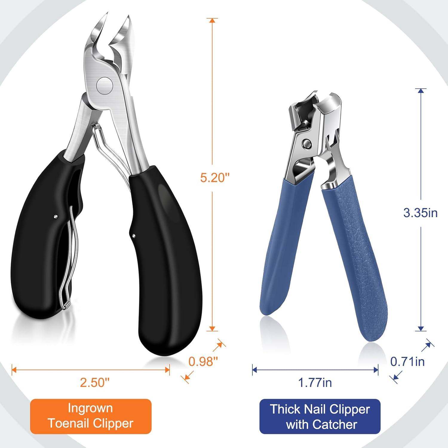 Toenail Clippers for Thick Toenails, DRMODE Heavy Duty Toe Nail Clippers for Thick Ingrown Nails for Seniors with Wide Opening, Professional Fingernail Clipper Nail Cutter Trimmer for Men with Catcher image number 1