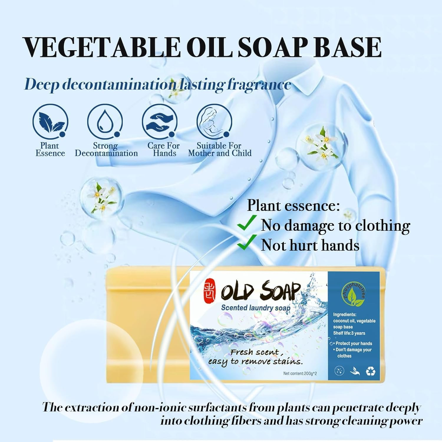 Canal Old Soap Bar with Brush for Stains, Underwear Cleaning, All Purpose Stain Remover for Clothes and Shoes