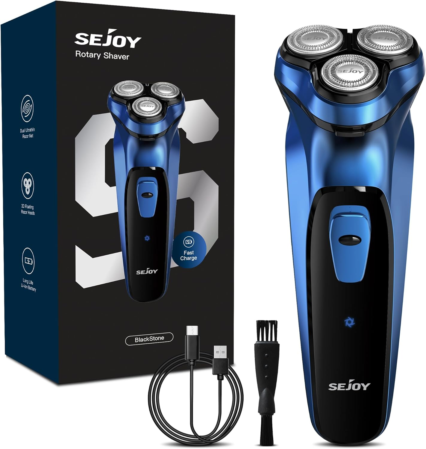 Sejoy Electric Razor for Men,Electric Shavers for Men,Face Shaver, Cordless Washable Rechargeable Shaving Machines,Pop up Trimmer for Travel Home, LED Display,Fast Charging,Azure image number 3