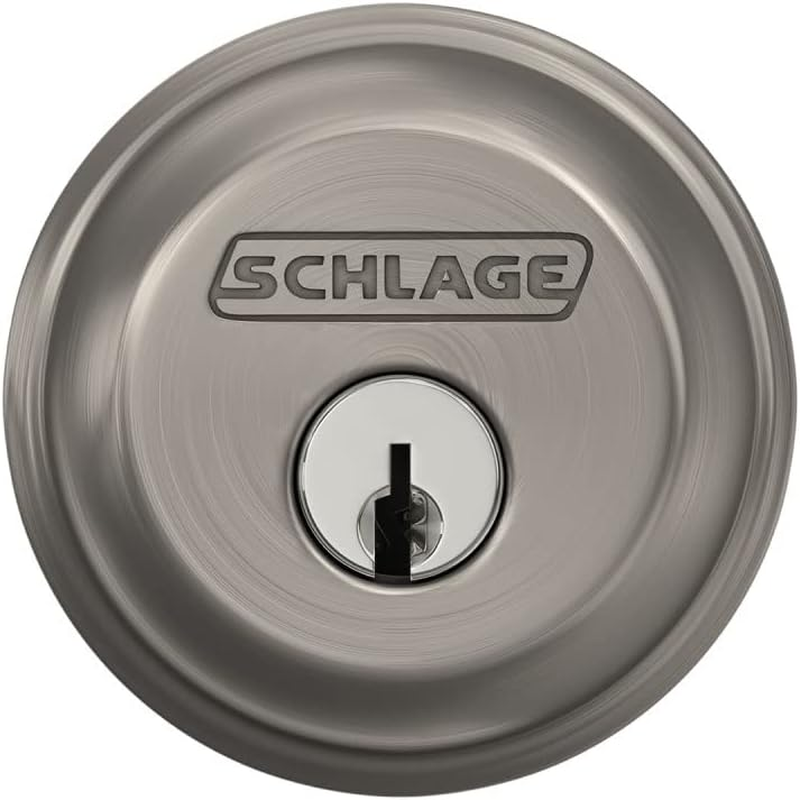 Schlage B60N Single Cylinder Deadbolt, Satin Nickel image number 3