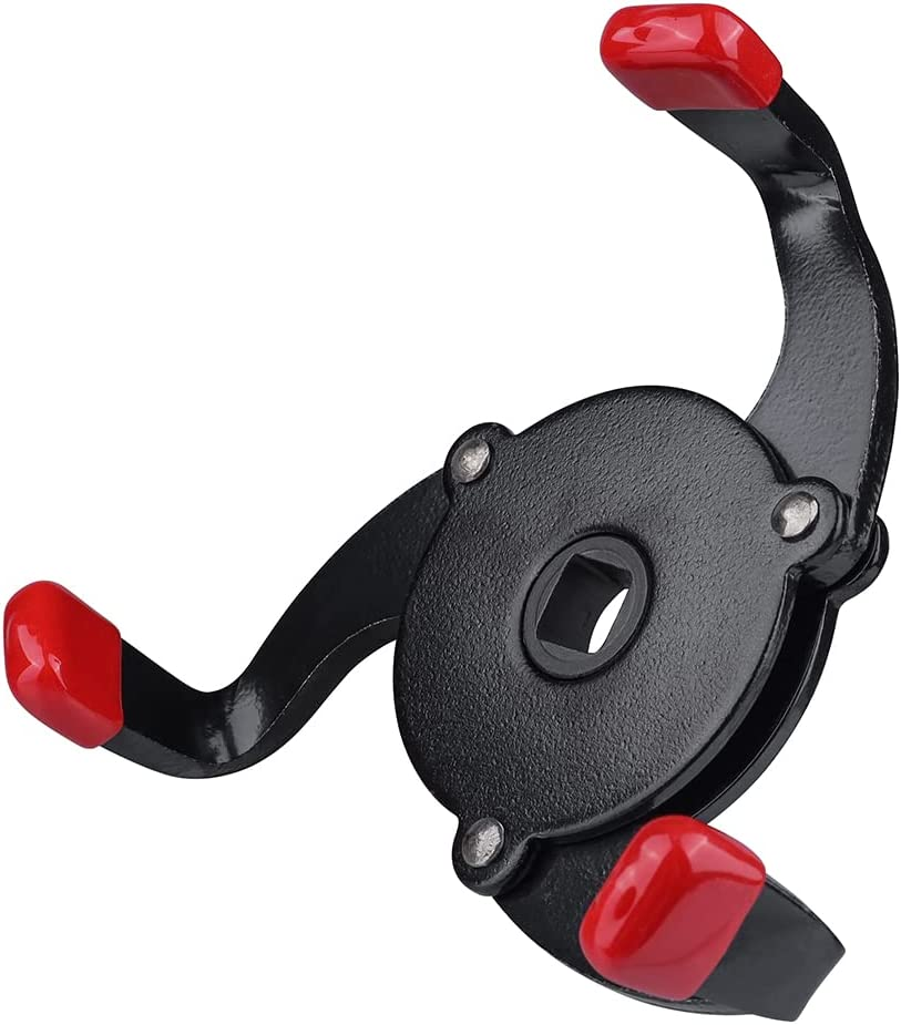 Yakamoz Adjustable 3 Jaw Oil Filter Wrench,Single Way Universal Adjustable Oil Filter Wrench with Anti-Slip Foot Grip from 2.4 Inch to 3.7 Inch for Removing Motorcycles Cars Trucks