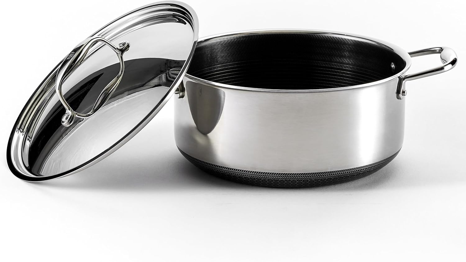 Hexclad Hybrid Nonstick 6-Piece Pot Set, 2, 3, and 8-Litre Pots with Tempered Glass Lids, Stay-Cool Handles, Dishwasher-Friendly, Induction Ready, Compatible with All Cooktops image number 4