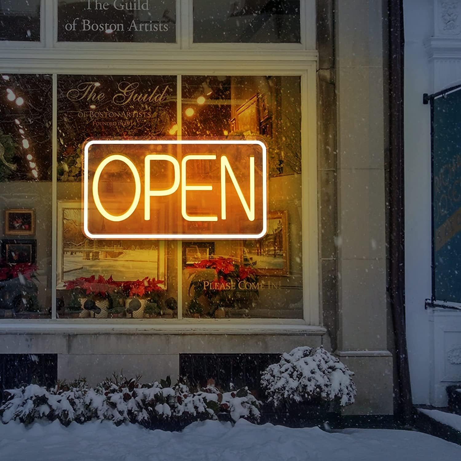 SOLIDEE LED Open Neon Sign Powered by USB Neon Sign with Dimmable Switches Light Advertising for Decorative Party Bar Pub Hotel Shop Caf&eacute; Restaurant Playroom Sign (Yellowish White)