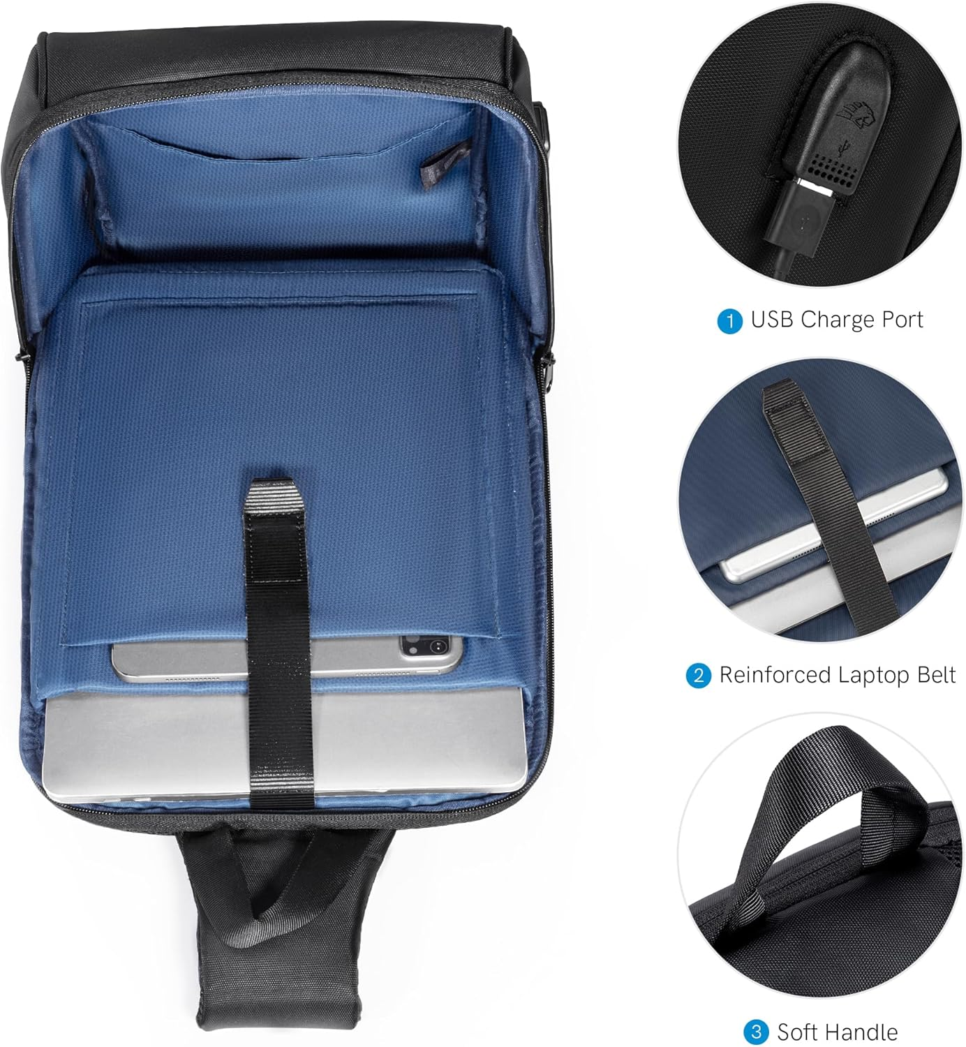 Kingsons Laptop Sling Backpack Slim anti Theft Single Shoulder 13-Inch Laptop Backpack Waterproof Cross-Body Sling Bag image number 2