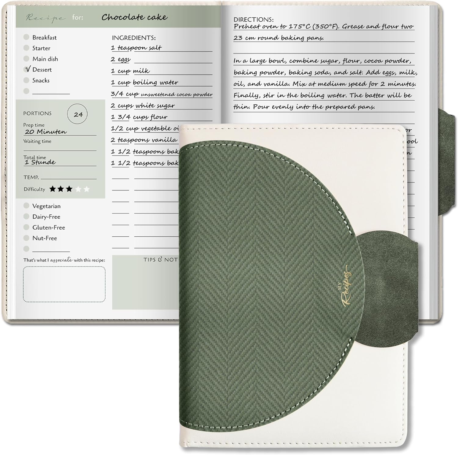 Blank Recipe Book for Own Recipes - Personalised Recipe Notebook for 100 Recipes - A5 Recipe Journal to Write Your Own Recipe Book - 224 Pages Empty Cookbook for Family & Cooking Lover image number 1