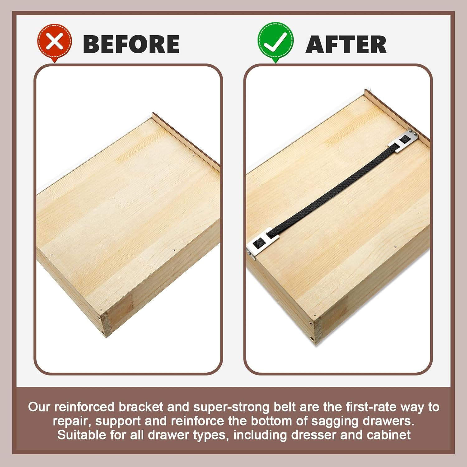 Dunzy 6 Set Drawer Repair Kit Drawer Support Brackets Includes Screws for Reinforcing and Repairing Broken Sagging Wood Drawers Furniture Hardware Accessories image number 4