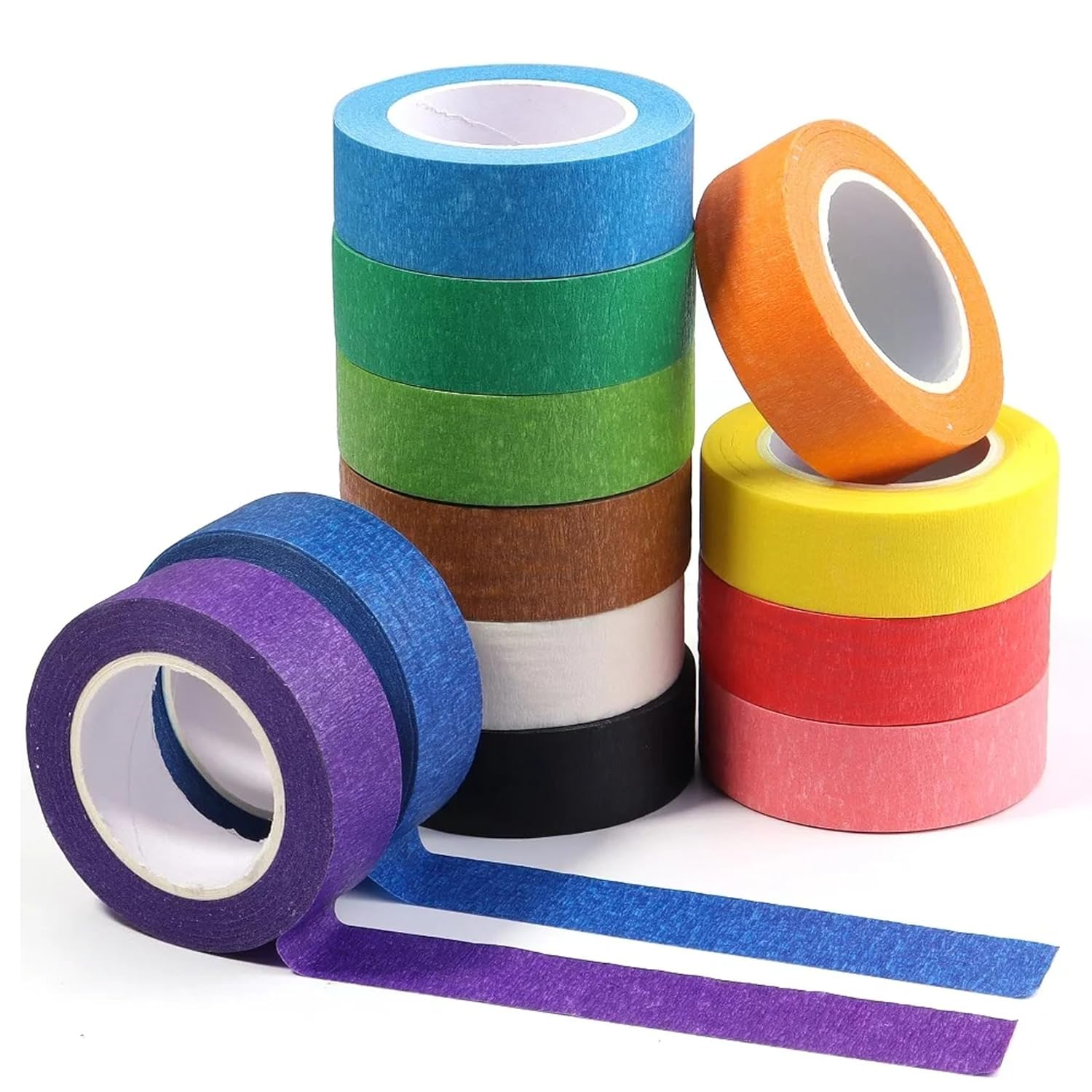 AUTENS Colored Masking Tape 6 Pack 1 Inch X 13 Yards (2.4Cm X 12M) Colorful Paper DIY Decorative Stickers Tape Fun Rainbow Masking Tapes for School, Office, Home, Arts & Crafts, Labeling, Coding image number 1