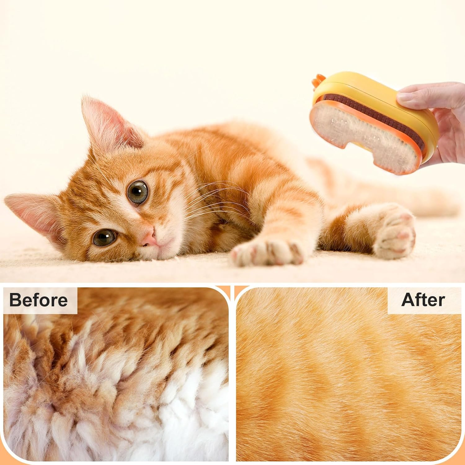 Idota 3-In-1 Cat Brush with Steam for Cats and Dogs, Cat Brush, Dog Brush, Steam Brush with Spray, Steamy Cat Brush, Self-Cleaning for Pet Care image number 3