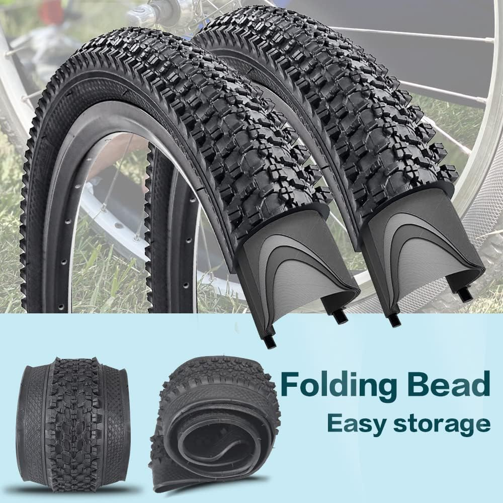 2 Pack Mountain Bike Tyre 24/26/27.5/29 Inch Foldable Replacement Bicycle Tyres 24X1.95 26X1.95 27.5X2.125 29X2.125 with 2 Bike Tyre Inner Tubes Schrader Valve - 29 X 2.125 image number 5