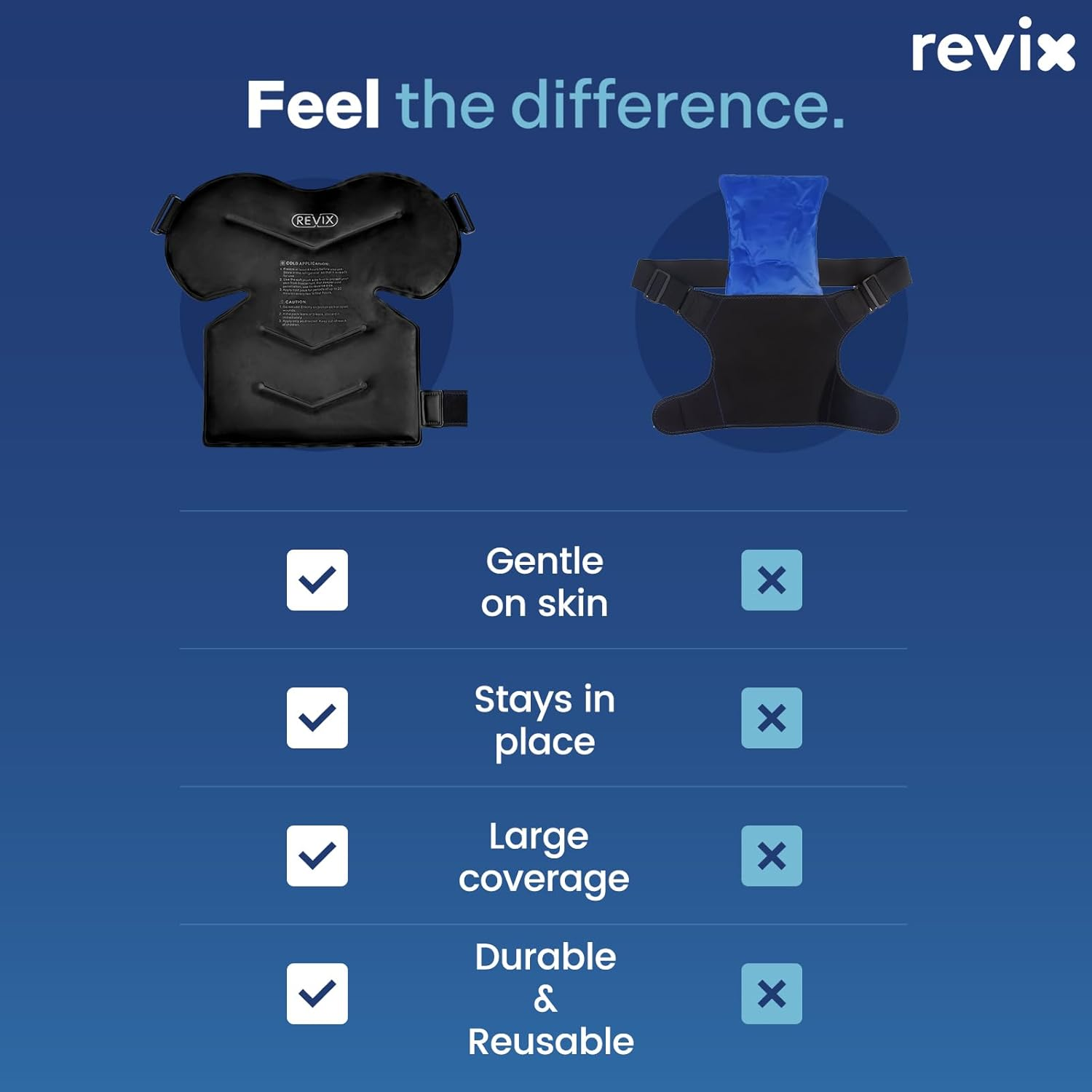 REVIX XL Shoulder Ice Pack Rotator Cuff Cold Therapy, Reusable Gel Ice Pack Shoulder Wraps for Pain, Swelling, Tendonitis and Shoulder Surgery, Long-Lasting Shoulder Compression, Black image number 4