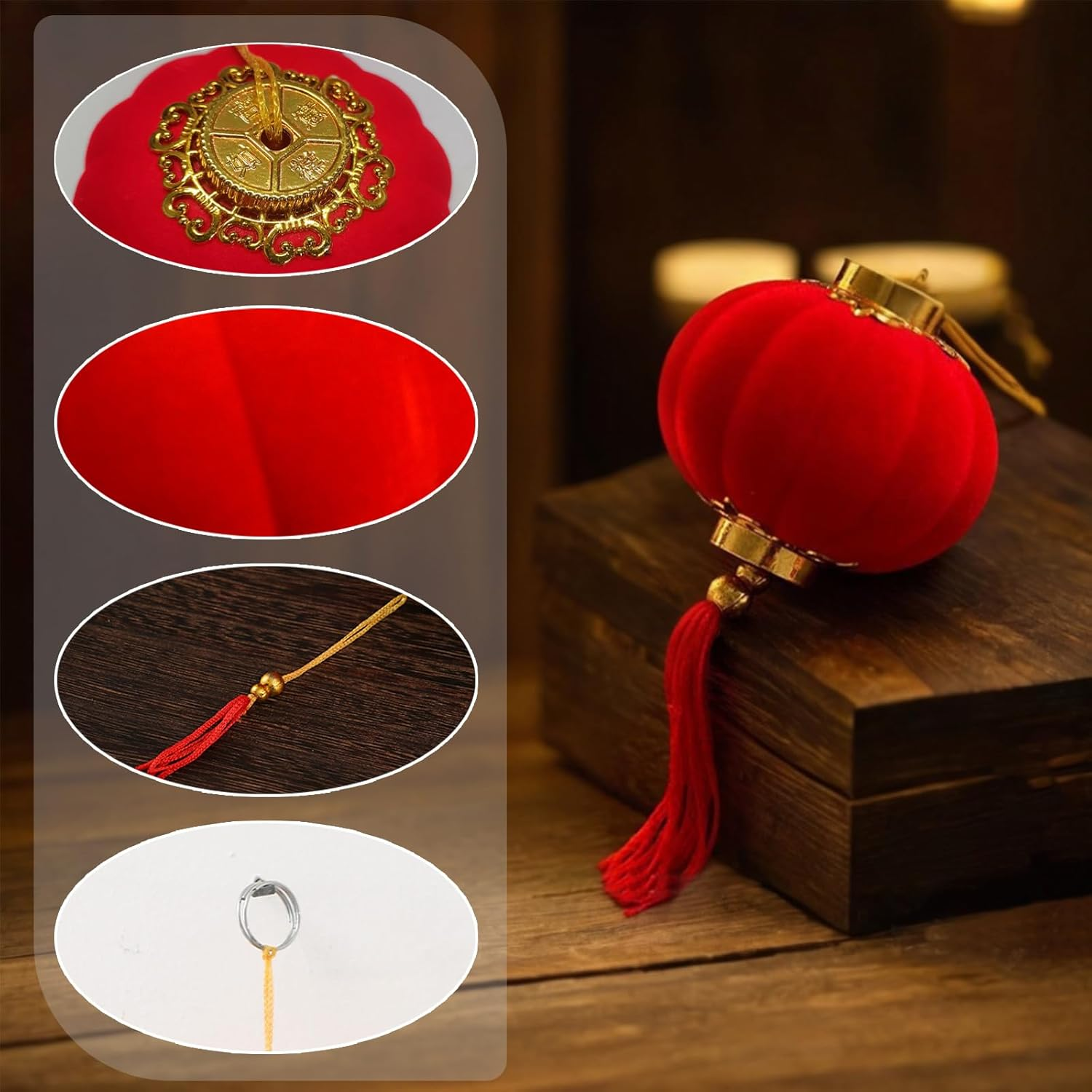 Mini Hanging Red Lanterns for Chinese New Year Decor, 16-Pack Lucky Festival Lanterns for Spring Festival, Lunar New Year & Party Decoration image number 5