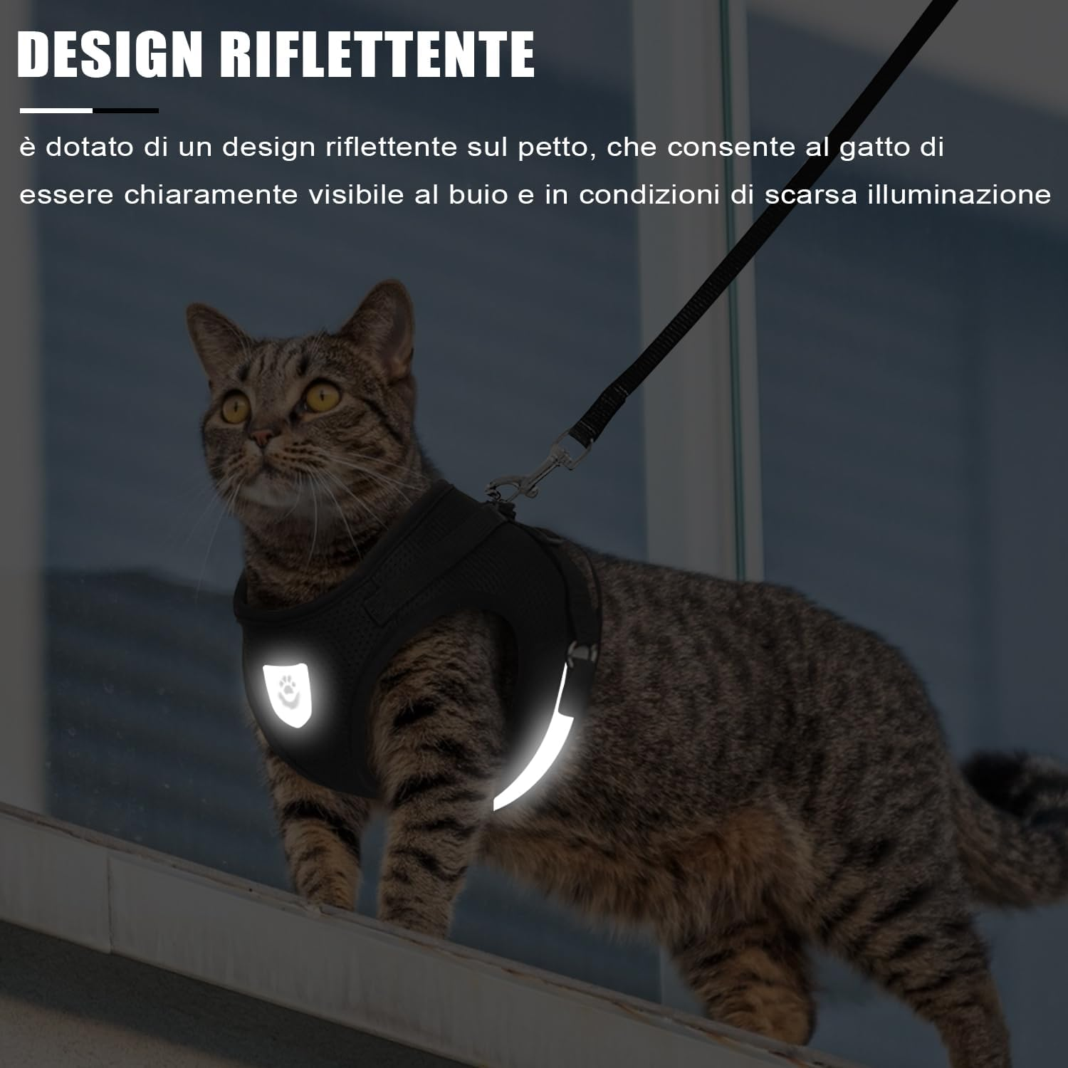 CUEMOON Dog Harness and Leash, Breathable Adjustable Harness, Reflective Harness for Puppies, Cats and Kittens (M) image number 4