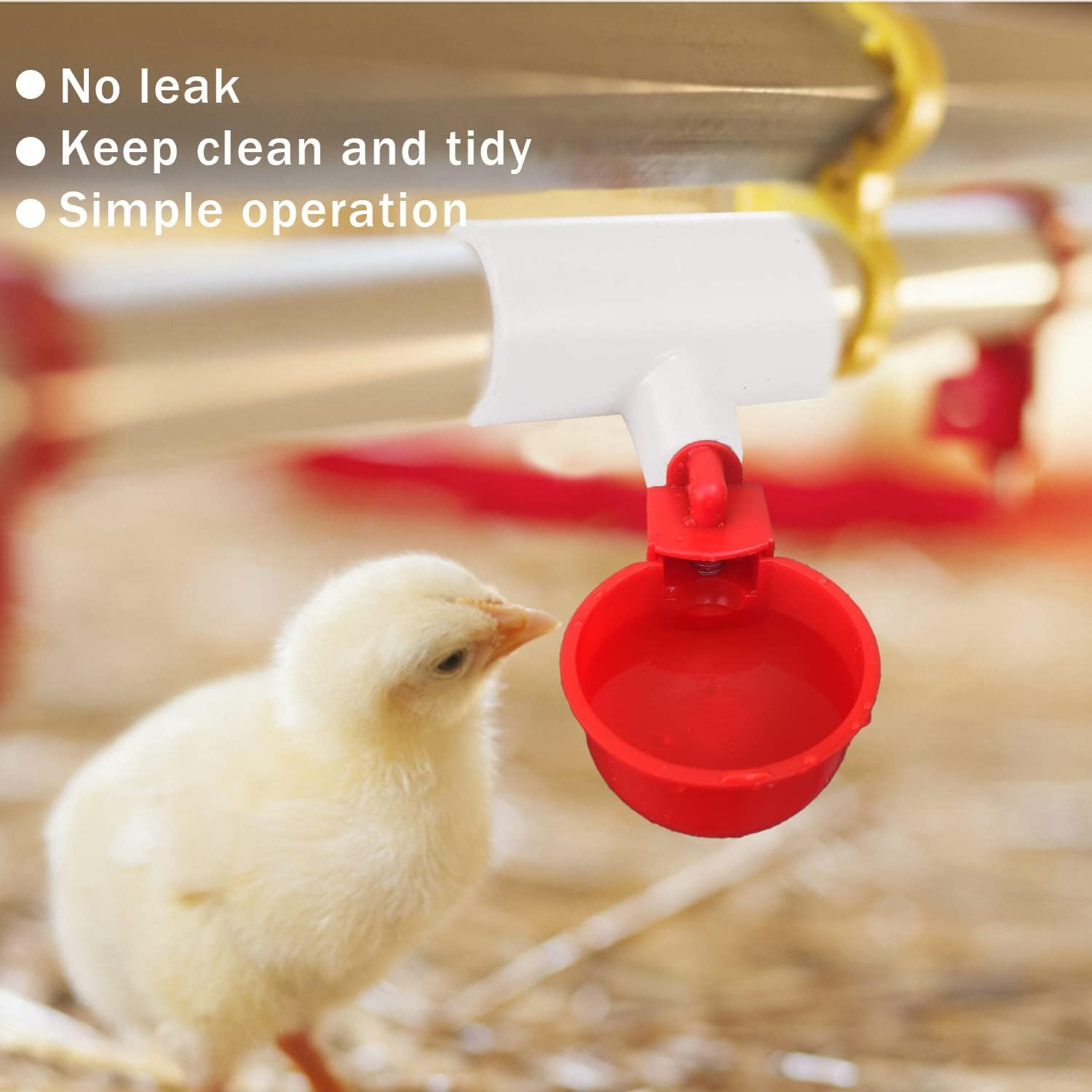 20 Pieces Chicken Waterer PVC Tee Fittings, Automatic Poultry Waterers PVC Fittings for 1/8" FTP Threads, Chicken Water Drinker and Feeder Cups for Poultry Nipples Chicken image number 1