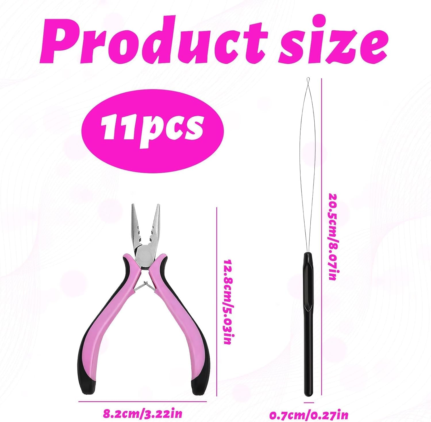 11 PCS Hair Extension Tools for Removal,Hair Extension Pliers Kit,Hair Extension Kit,Hair Tools Kit,Hair Extension Plier with 3 Holes for Females Hair and Removal Tool