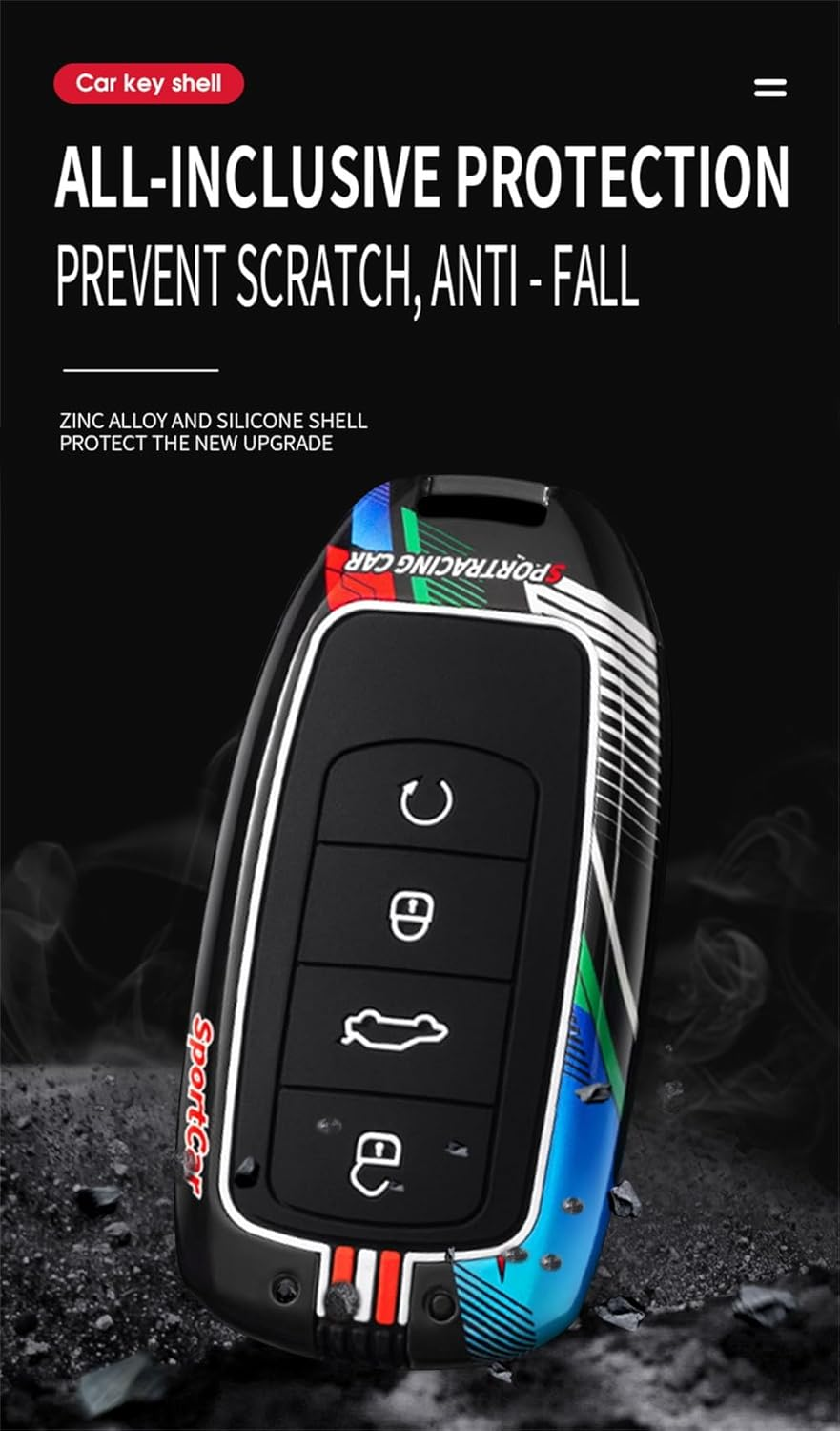 Ontto Luminous Car Key Fob Cover Fit for Chery Jaecoo J7 J8 7 Tiggo 8Plus 8 5 plus 7Pro Max Omoda 5 C5 Arrizo Key Holder Metal Smart Shell Case Keyring Keychain Auto Styling Accessories Red 3 - 2-Black image number 3